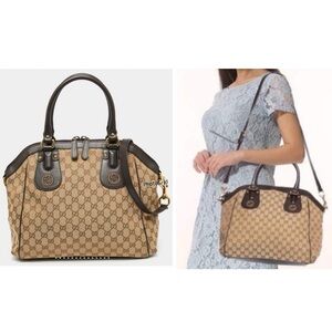 GUCCI Scarlett GG Monogram Two-Way Canvas & Leather Handbag/ Shoulder Bag w/ COA